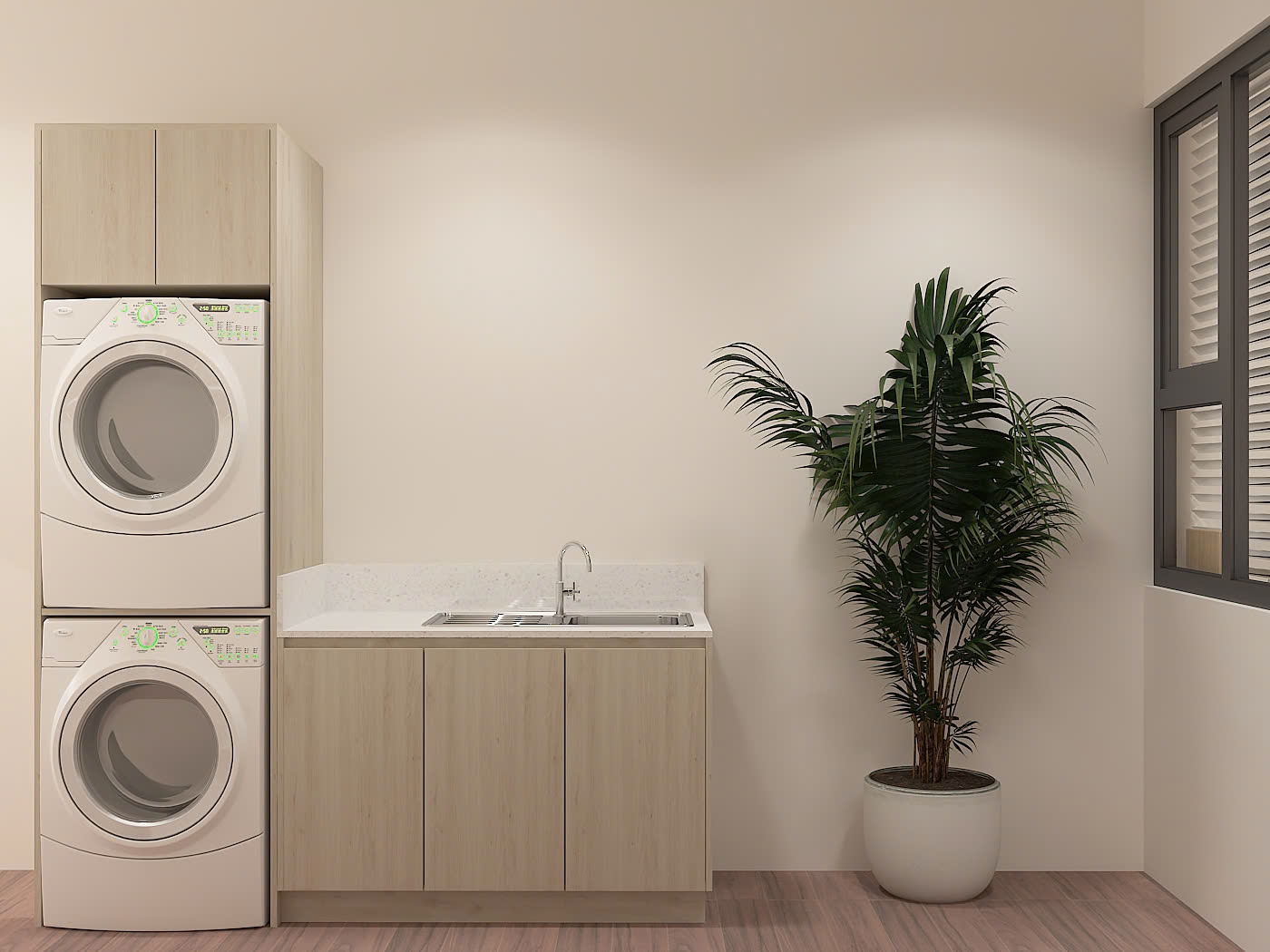 Thiết kế khu vực giặt giũ trong căn hộ 2 phòng ngủ