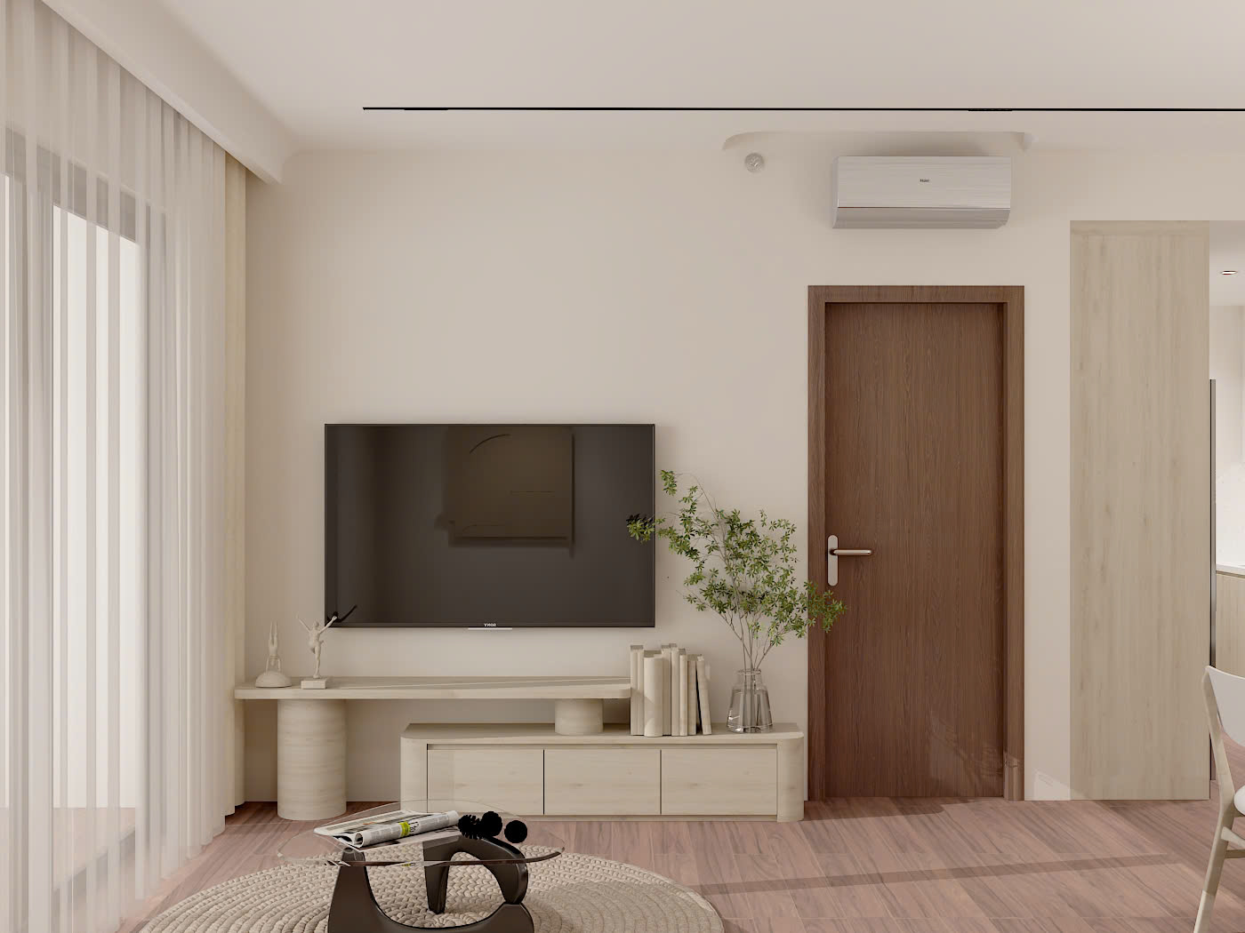 Thiết kế nội thất phòng khách căn hộ 2 phòng ngủ hiện đại