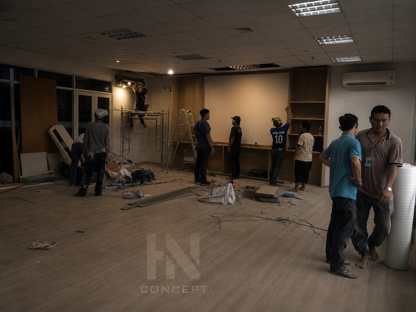 Đội ngũ thi công nội thất văn phòng HN CONCEPT